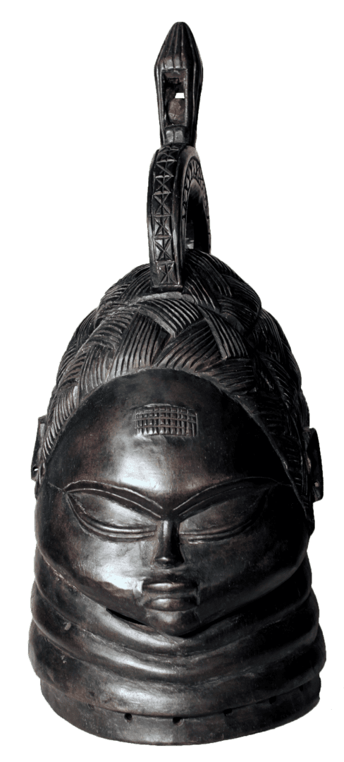 Black Mende Bundu scuplture with ring on head