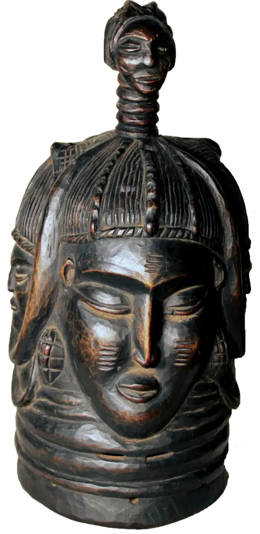 Mende Bundu Mask with three faces on display