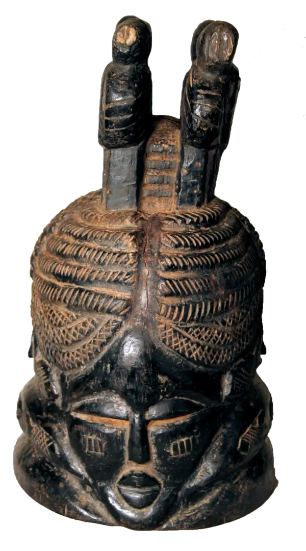 Mende Bundu Mask with two birds back view