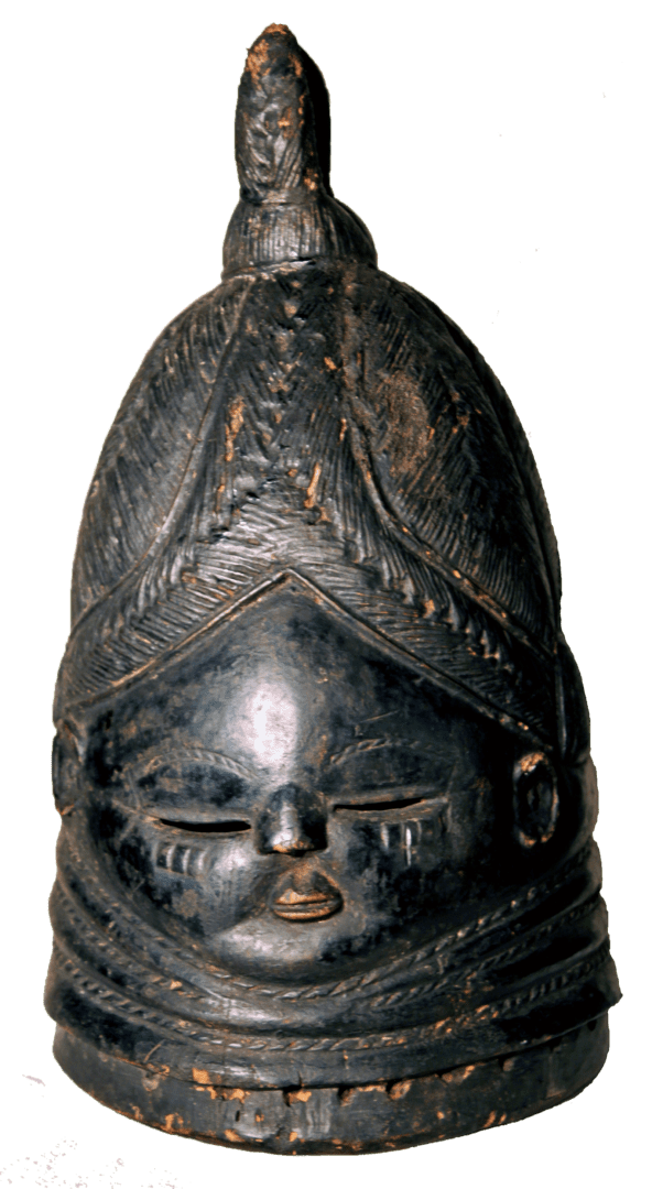 front view of the 17 399 Mende Bundu mask