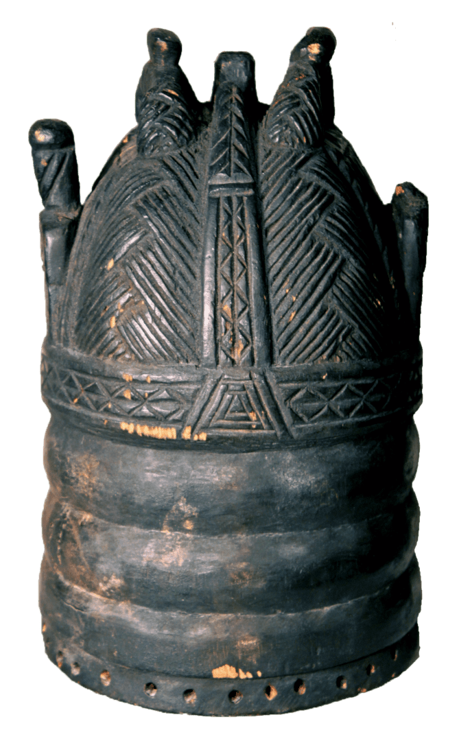 back view of the 17 400 Mende Bundu mask