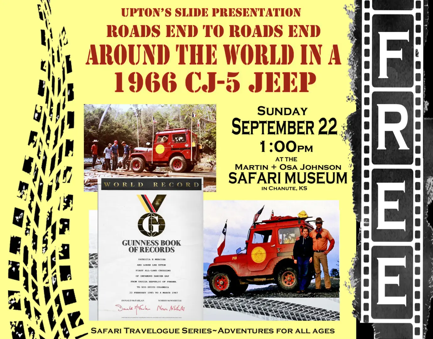 Patty Upton Slide show flyer Jeep Sand Ship FREE travelogue with tire track
